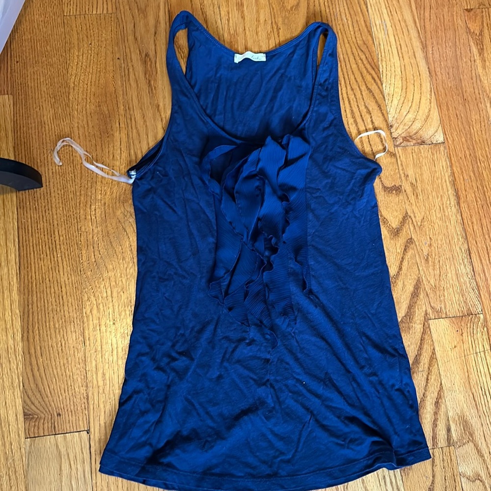 Lush Navy blue ruffle tank top